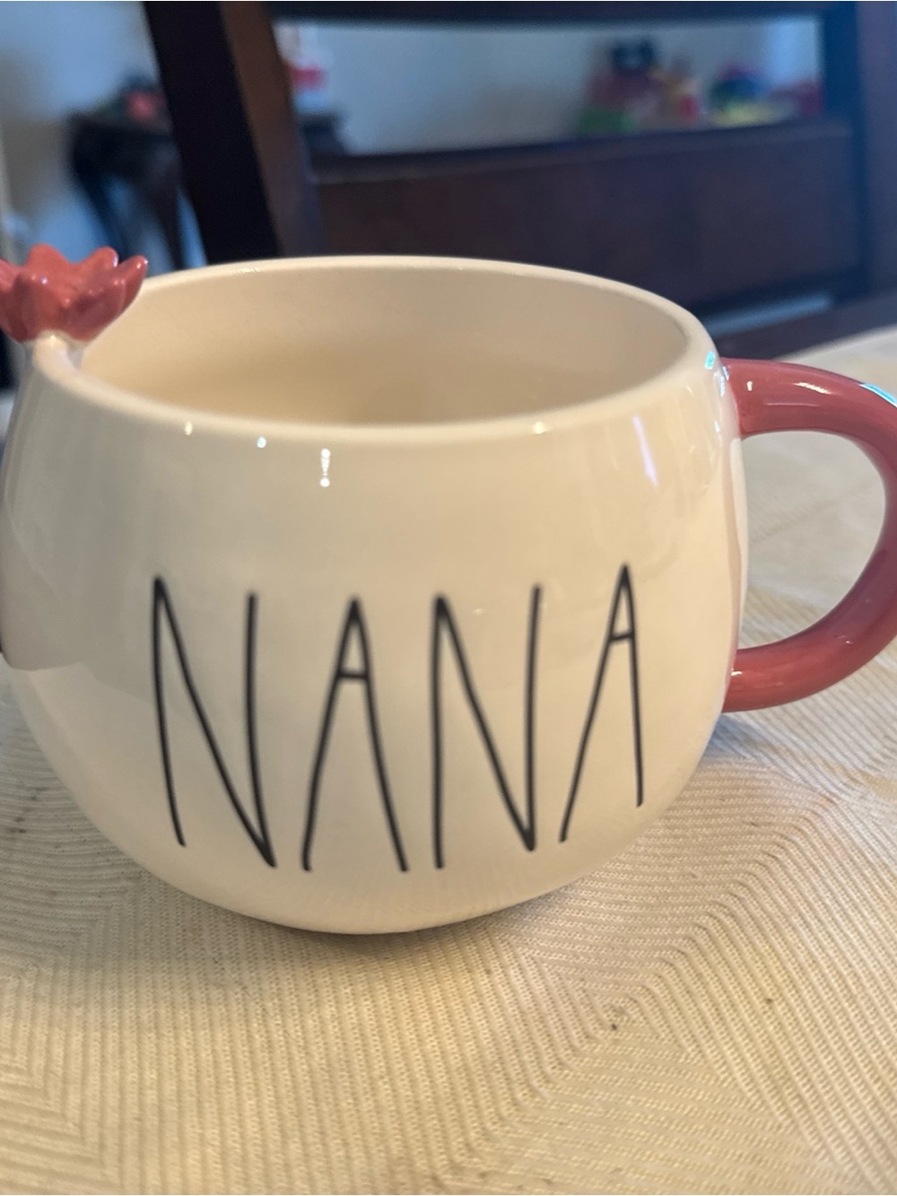 Nana Ceramic Mug with Pink Handle Rae dunn